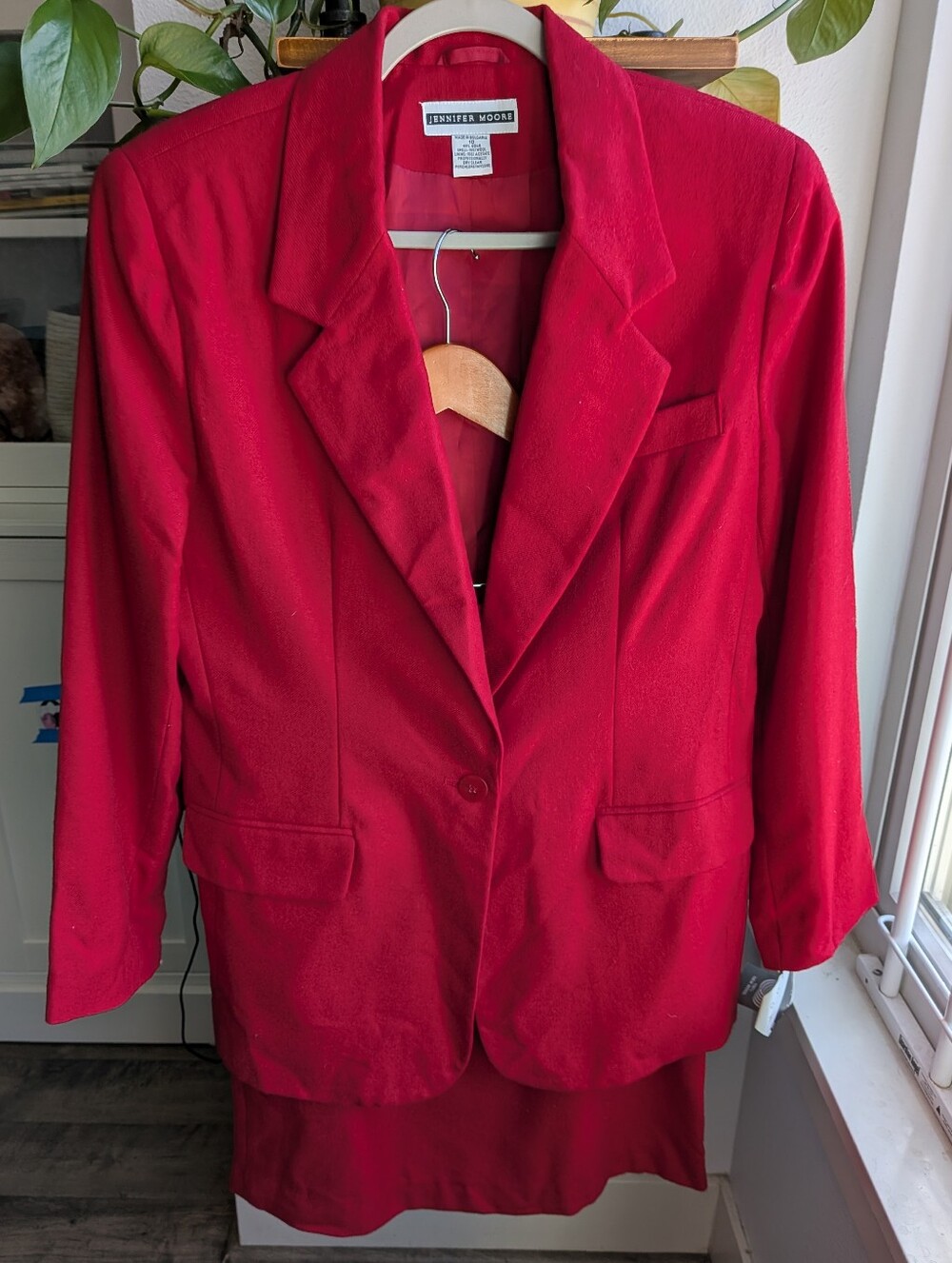 Vintage Jennifer Moore Red 100% Pure Wool Skirt Suit Set NWT Dark Academia 10/12